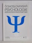 Československá psychologie: Časopis pro psychologickou teorii a praxi; ročník LII, číslo 4 - náhled