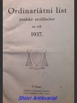 Ordinariátní list pražské arcidiecése na rok 1937 - náhled