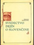 Svedectvo dejín o slovenčine - náhled