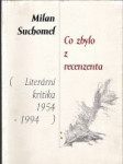 Co zbylo z recenzenta  (Literární kritika 1954-1994) - náhled