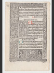 Tištěný list z náboženské knihy s ručně malované velkými písmeny - náhled