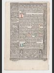 Tištěný list z náboženské knihy s ručně malované velkými písmeny - náhled
