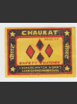 Indie vintage etiketa zápalky Chaukat - náhled