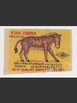 Indie vintage etiketa zápalky Star Zebra - náhled