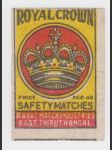 Indie vintage etiketa zápalky Royal Crown - náhled