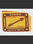 Indie vintage etiketa zápalky Arrow - náhled