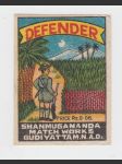 Indie vintage etiketa zápalky Defender - náhled