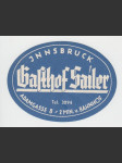 Rakousko Etiketa Gasthof Sailer Innsbruck - náhled