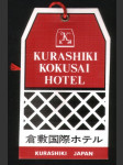 Japonsko vintage zavazadlový štítek Kurashiki Kokusai Hotel - náhled