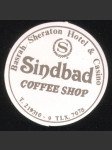 Irák vintage zavazadlový samolepka Basrah Sheraton  Hotel Coffeshop Sindbad - náhled