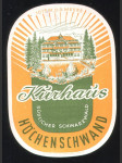 Německo Etiketa Kurhaus Höchenschwand Schwarzwald - náhled