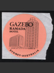 Austrálie vintage zavazadlový samolepka Gazebo Ramada Hotel Sydney - náhled