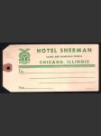 U.S.A. Illinois vintage zavazadlový štítek Hotel Sherman Chicago - náhled