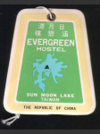 Taiwan vintage zavazadlový štítek Evergreen Hostel Sun Moon Lake - náhled