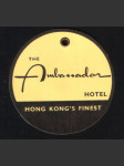 Hong Kong vintage zavazadlový štítek Ambassador Hotel - náhled