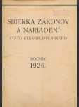 Sbierka zákonov a nariadení státu československého-1926 - náhled