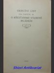 Okružní list " o křesťanské výchově mládeže " - pius xi. - náhled