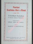 Poslání svatému otci v římě z roku 1931 s kratičkým dodatkem k časové otázce habešské - maliarik jan - náhled