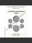 Česká numismatická spol., Členské informace 1/2003 - náhled