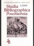 Studia Bibliographica Posoniensia - náhled