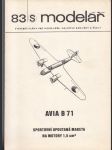 Modelář 83 S - AVIA B 71 - sportovní upoutaná maketa na motory 1,5 cm3 - Stavební plány pro modeláře, zájmové kroužky a školy - náhled