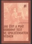 Jak číst a psát odborný text ve společenských vědách - náhled