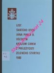 List svätého otca jána pavla ii. všetkým kňazom cirkvi z príležitosti zeleného štvrtku 1988 - ján pavol ii. - náhled