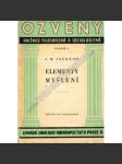 Elementy myšlení (edice: Ozvěny, sv. 2) [filozofie, mj. Život I. M. Sečenova, Škola sensualistů a idealistů] - náhled