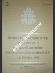 Poselství k oslavě druhého světového dne nemocných 11. února 1994 - jan pavel ii. - náhled